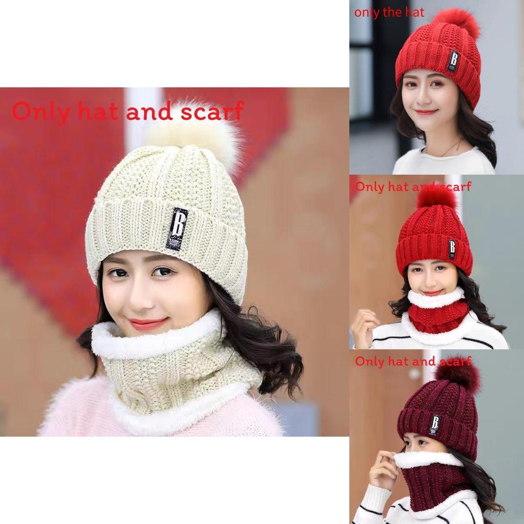 Hat Knitted Winter With Plush Balls And Letter Decorations For Outdoor Use Daily