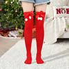 1 Pair Christmas Stockings Colorblock Striped Retro Bright Color Bow Decor Anti-slip Skinny Performances