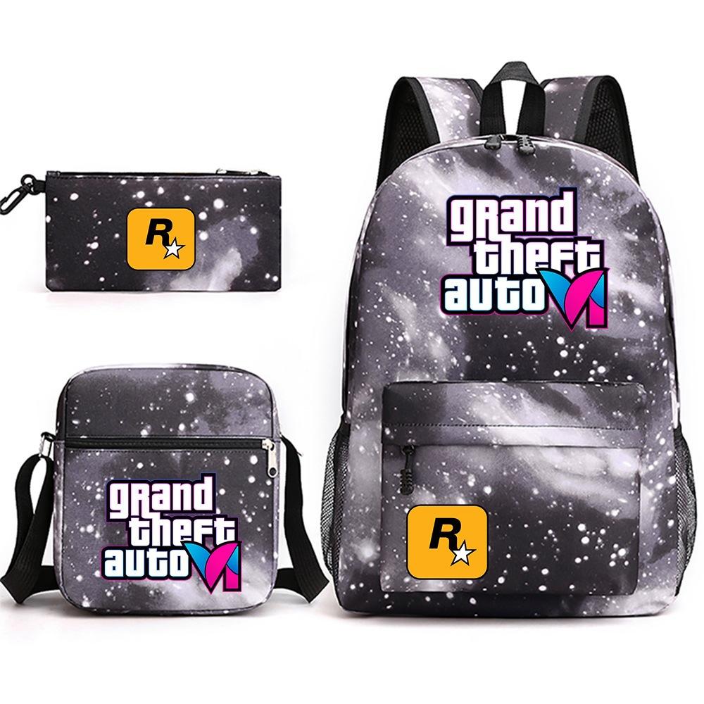 Grand Theft Auto Spel Merchandise Mode Student Schooltas Rugzak Schouder Etui 3-Delige Set