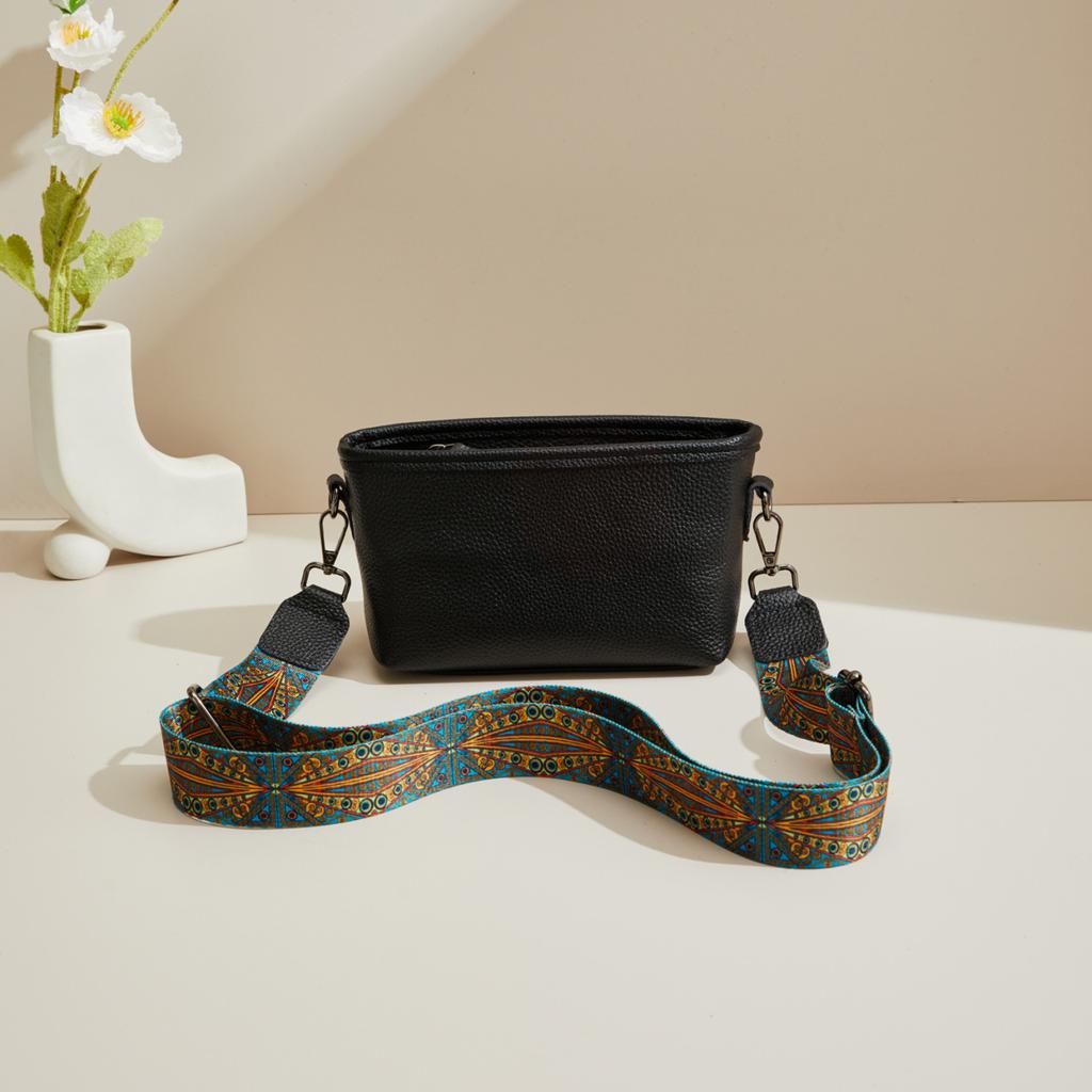 Leather Women'S Bag Handmade First-Layer Cowhide Shoulder Bag Colored Woven Shoulder Strap Crossbody Small Square Bag