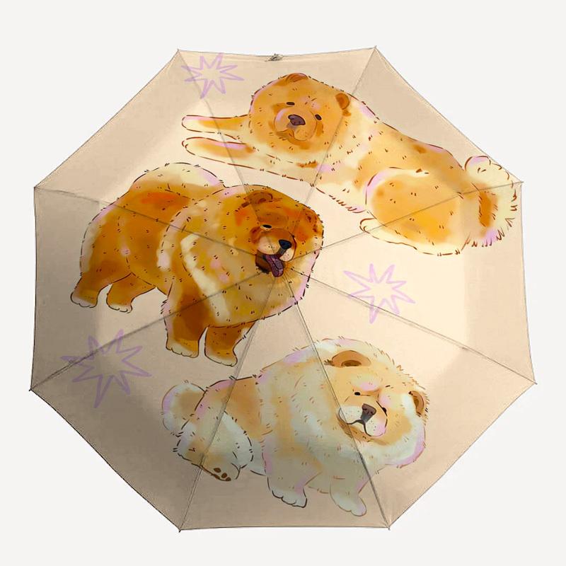 1pc Chow Chow Puppies Umbrella with Plastic Handle,Suitable for All Seasons Home Travel Outdoor Umbrellaptys31086