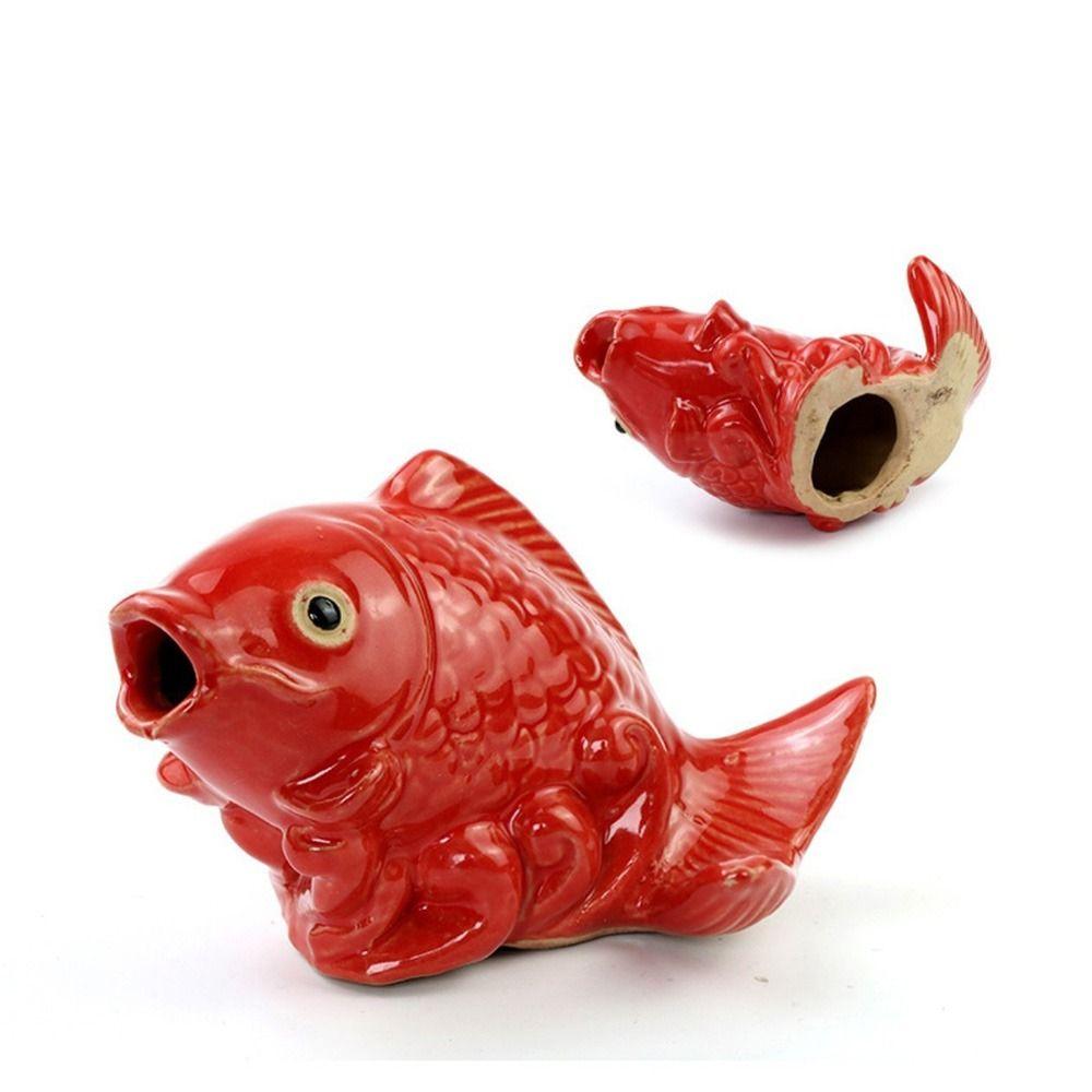 Wear Resistant Fountain Nozzle Sprinkler Multicolor Ceramic Carp Fish Statue Yard Decoration