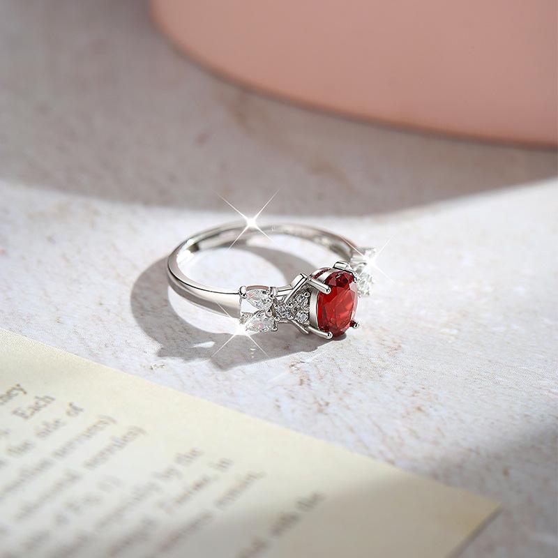 S925 Sterling Silver Natural Stone Ring for Women, Japanese Style Elegant Crystal Band, Adjustable Dainty Jewelry, Daily Wear & Gift for Girlfriend