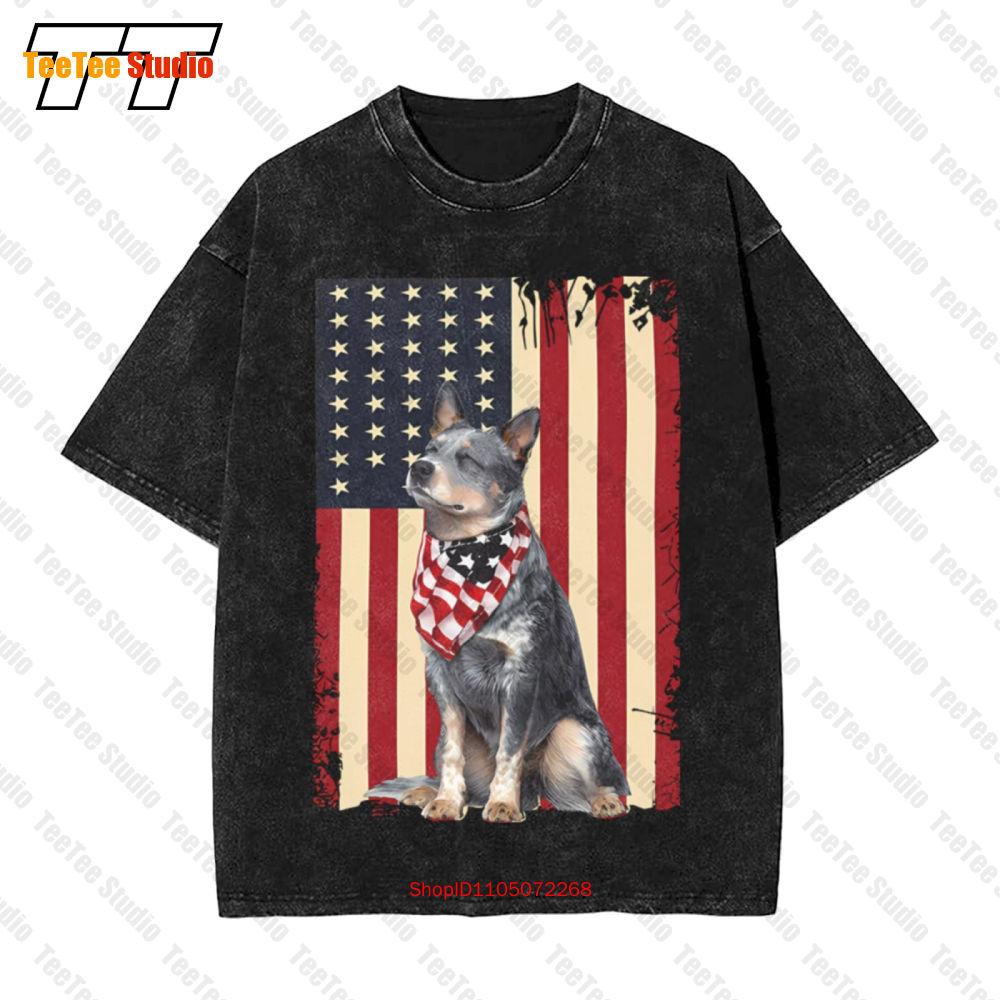 Australian Cattle Dog American Flag Version Vintage Oversized T-Shirt New 2021 Z49M