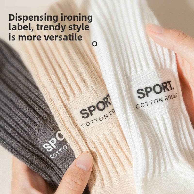 Herren Herbst und Winter Fleece und Verdickt Handtuchsohle Reine Baumwolle Trendige Jugend Sport Mittelhohe Socken