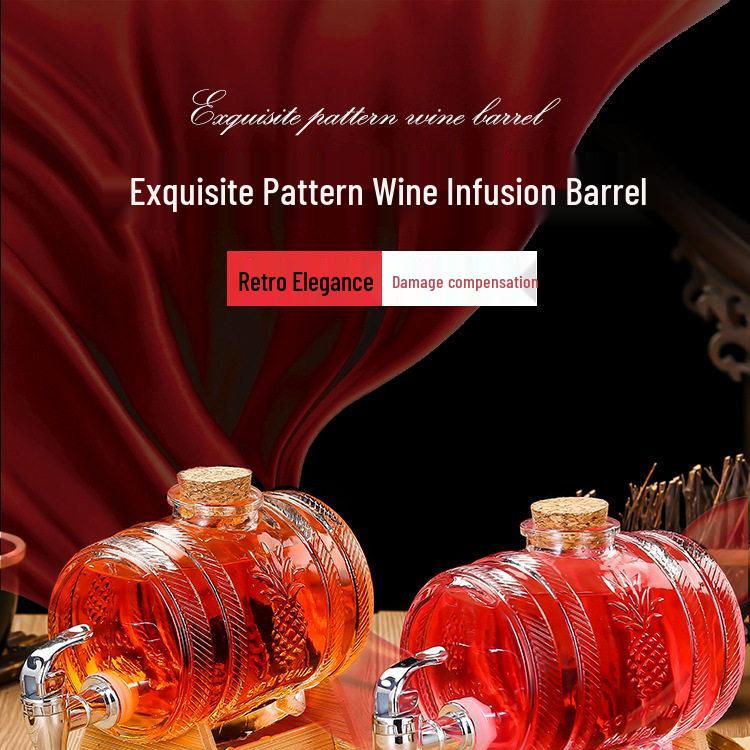 Barril de Vinho de Vidro Transparente com Torneira - Garrafa Selada para Fermentação de Vinho de Ginseng e Suco, Capacidade de 2 Jin