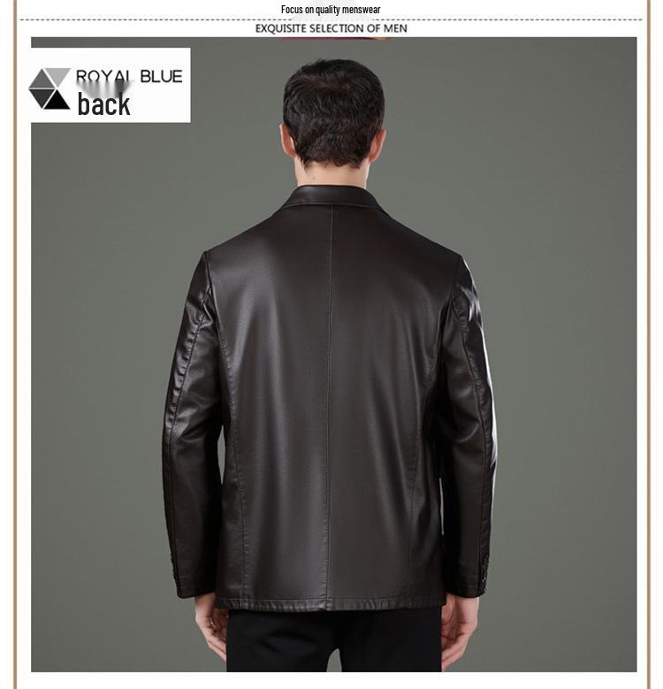Men's Genuine Sheepskin Lapel Coat - Winter 2025 Single-Breasted Leather Jacket with Plush Lining for Middle-Aged Dads