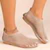 2024 Summer Rhinestone Round Toe Short Boots - Hollowed-Out Plus Size Flat Sandals