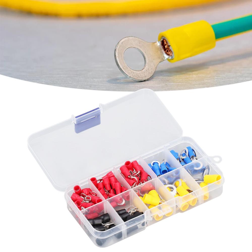 102PCS RV1.25/2/3.5/5.5 Insulated Ring Terminal O Ring Crimp Terminals Flame Retardant Cold Pressed Terminal 10 Specification