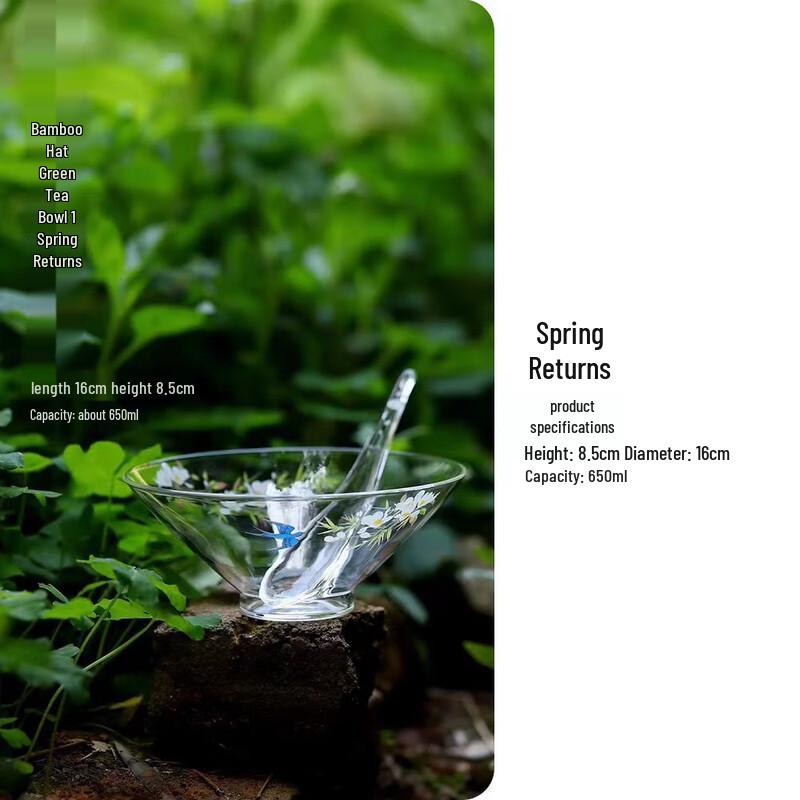 Ailanhui Jia WQ Spring Return Hand-Applied Decal Glass Teaware Douli Green Tea Bowl
