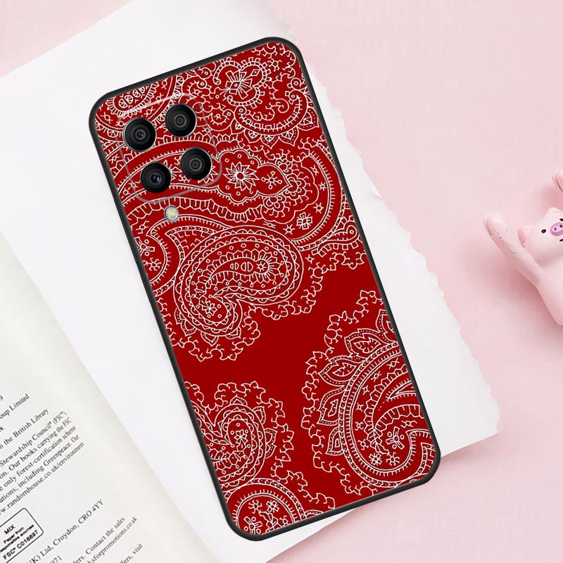 Red Bandana Paisley Case For Samsung Galaxy M13 M53 M16 M36 M56 M06 M52 M32 M12 M54 M34 M14 M35 M55 M15 M11 M31