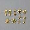 6 Grilles Charms 3D pour Ongles Coquillage Doré Étoile de Mer Conque Décor pour Manucure DIY Design Débutants
