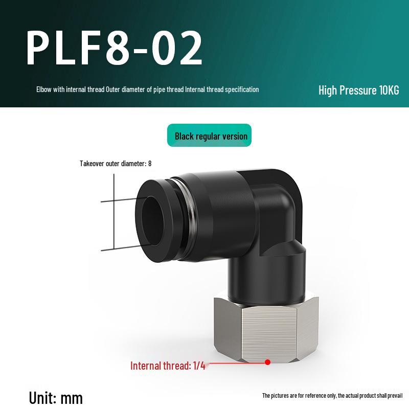 Quick Connect Pneumatic Hose Elbow Fitting with Internal Thread PLF Series (4/6/8/10-01/02/03)