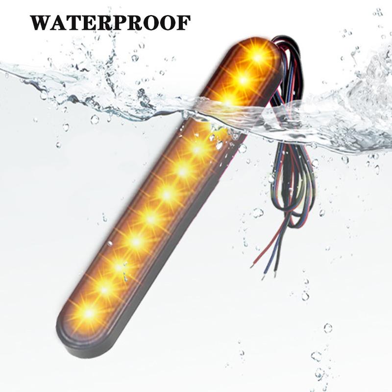 Motorcycle Turn Signal Light Flowing Water License Plate Light Rear Brake Stop Lamp 12V 24Led Moto Indicator For Honda CBR500R