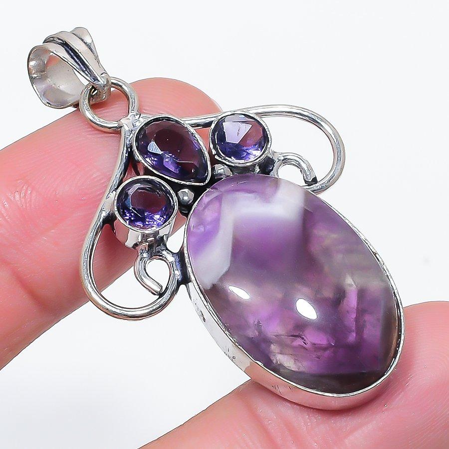 

Натуральный шевронный аметист, аметист, кулон из стерлингового серебра 925 пробы 2,09 P1g94