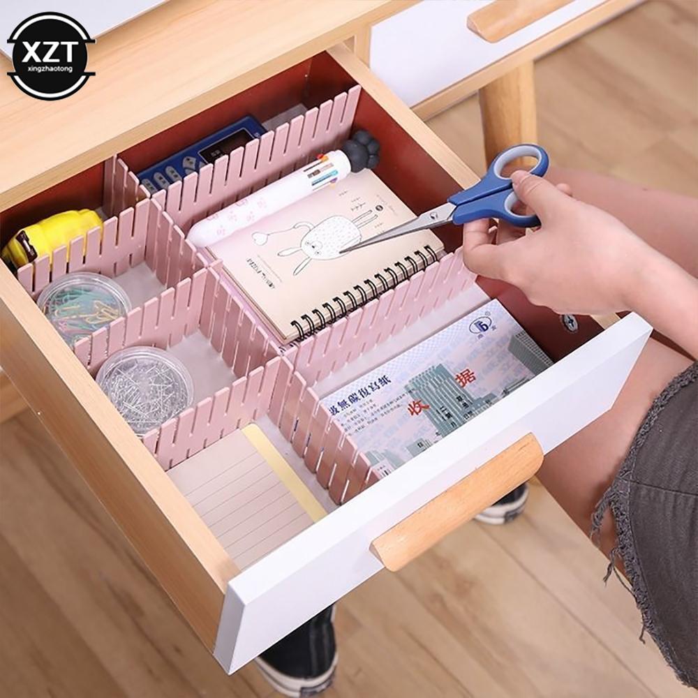 4Pcs Drawer Divider Adjustable Plastic Free Combination Partition Storage Shelves Underwear Socks Organizer for Makeup Clapboard
