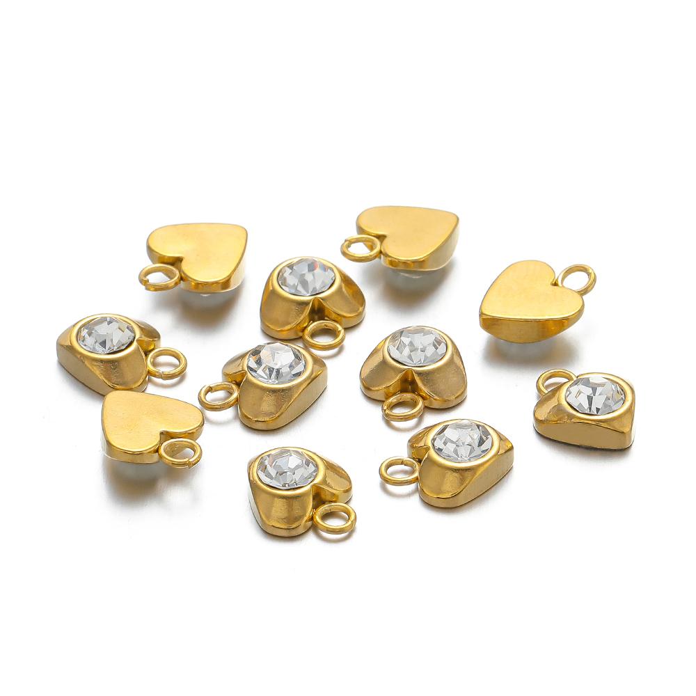 20 Stück Edelstahl Herz Zirkon Anhänger Stern Perlen Schmuckzubehör DIY Exquisites Halsketten Armbänder Zubehör Ohrringe Herstellung
