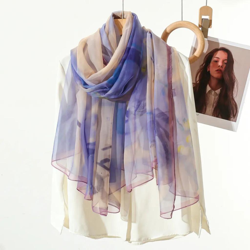 New Korean version of Yourou yarn rose silk scarf women's fashion foreign style sunscreen air conditioner shawl travel photo beach towel