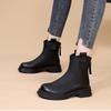 Female Short Shoes Platform Women's Ankle Boots Chelsea Brown Booties Round Toe Leather Chunky Boots