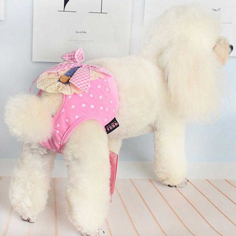 Pet Briefs Diaper Bow-knot Decoration Washable Cotton Shorts Dog Pets Dog Diaper Sanitary Physiological Pants Pet Supplies