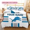 Custom Name,Detroit Lions Pattern Bedding Home Decoration Birthday Gift ( 1 duvet cover + 2 pillowcase, without core),fan merchandise.