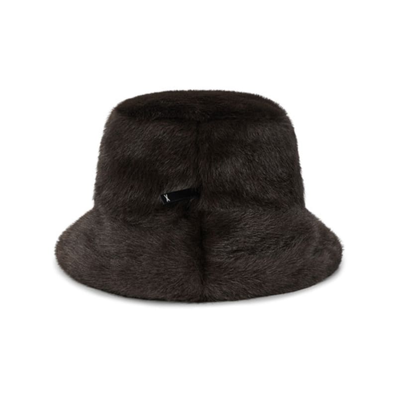 VARZAR VA Long Label Fur Bucket Hat Brown
