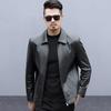 Men Slim Fit Jacket Faux Leather Lapel Bomber Jacket Vintage Zipper Coat Windproof Biker Motorcycle Jacket with Pockets for Spring Autumn