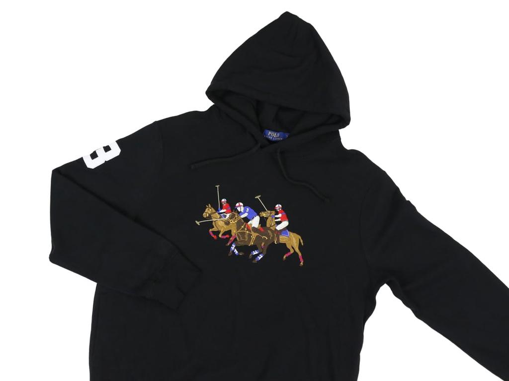 Polo Ralph Lauren Match Pony Embroidered Pullover Sweatshirt Size Black Men's Hoodie, XL, (Product Code 01020061)