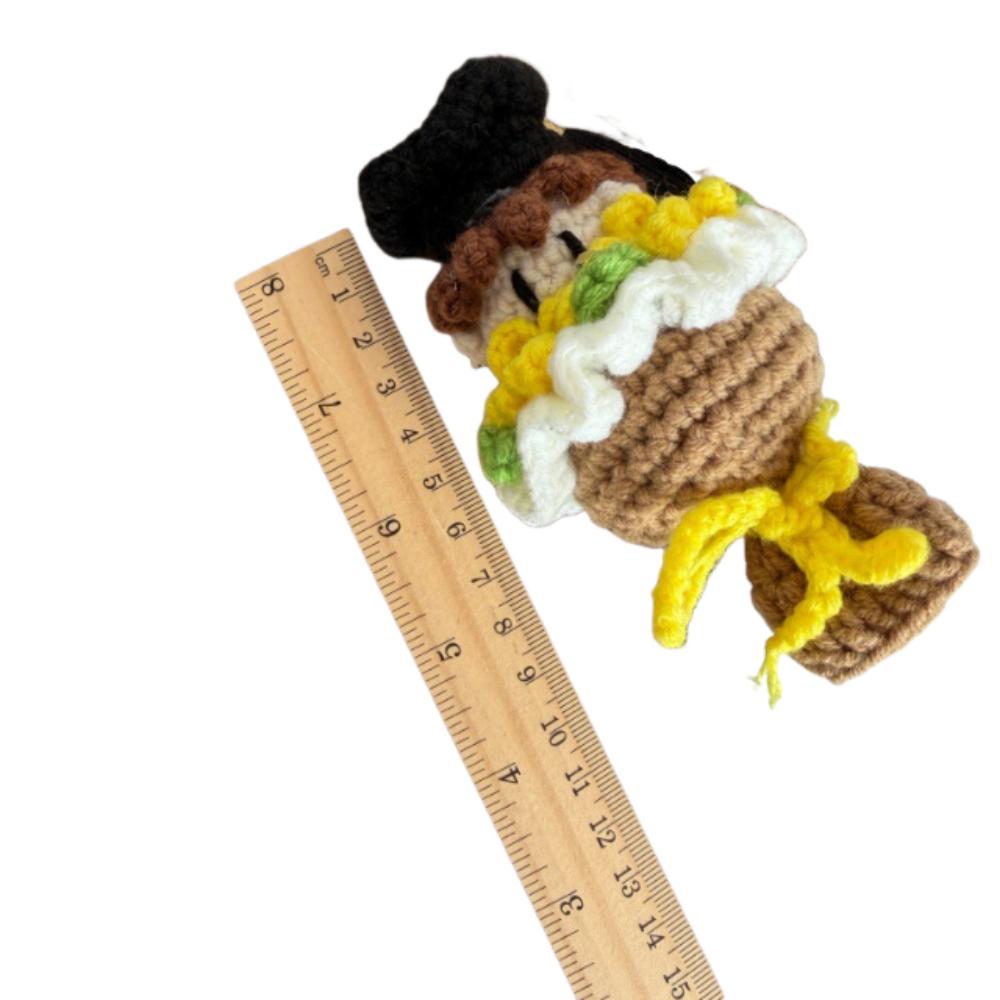 Funny Crochet Bouquet 13cm Doctor Hat Bouquet Doll Handmade Knitted Figures  Graduation Gift