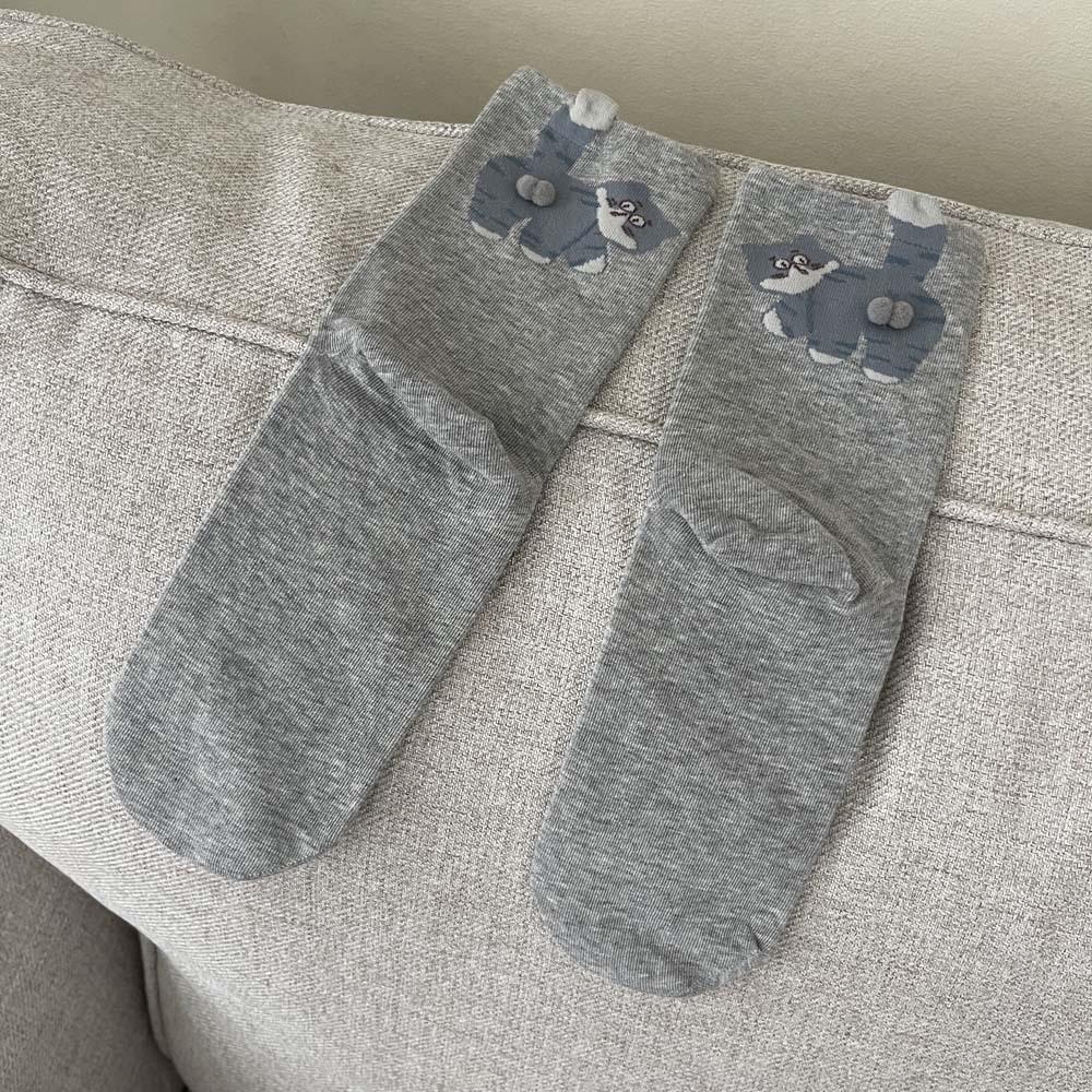 

Comfortable Cat Egg Cotton Socks Sweat Absorbing Three-Dimensional Mid Tube Socks Soft Breathable Sports Socks Men Women One Size сірий