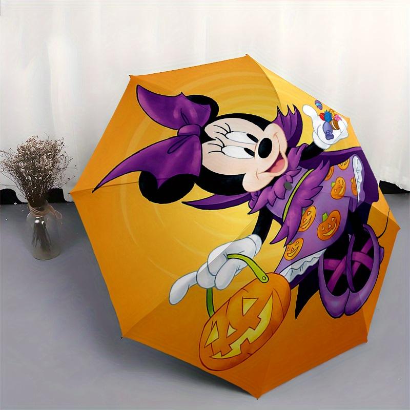 Halloween, Minnie Mouse Automatic Opening and Closing Umbrella, Compact Travel Umbrella, Lightweight and Portable, Suitable for Beach Commut