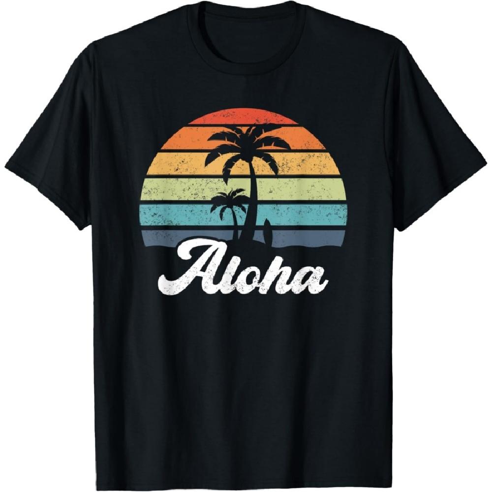 Aloha Hawaii Hawaiian Island Shirt Palm Beach Surfboard Surf T-Shirt