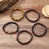 Hot-selling Handmade Beaded Bracelet Men's Retro Fashion Leaf Cross Five-piece Bracelet Set
