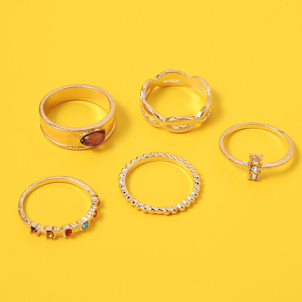 Jewelry Color Diamond Joint Ring Combination Set 5-Piece Ring Women