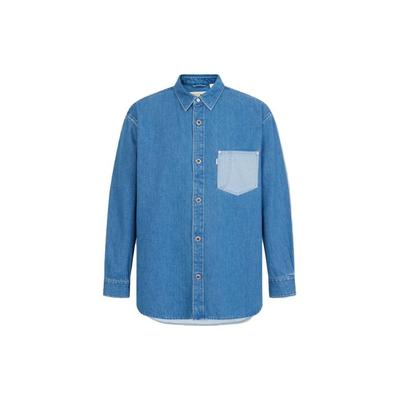 Levis Letter Print Langarmhemd Herrenhemden Blau A6782-0001
