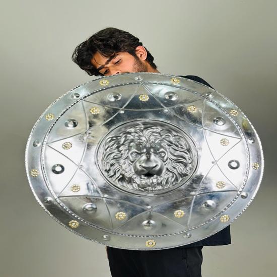 Lion Face Shield Crusader Round Shield Medieval Knight Armor Steel Polish Shield Best Gift