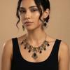 Metal Necklace Earrings Set Bohemia Style Ethnic Style Necklace Set Rhinestone Jewelry Set  Women