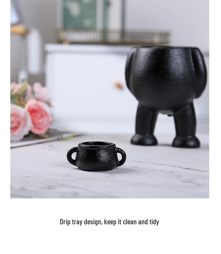 Creative Human Body Vase Ceramic Succulent Pot for Living Room Decor – Small Green Plant Ornament