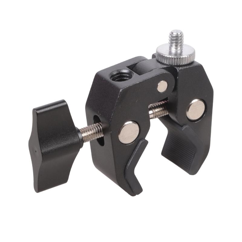 Aluminum Camera Clamp With Double 1/4 3/8 Threaded 3KG Load For Action Camera Phone Holder Studio Equipment Mount