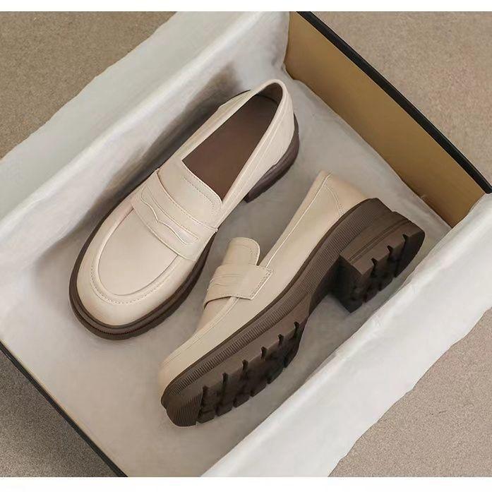Loafers women's platform 2025 new British style small leather shoes women's versatile soft sole single shoes women's leather