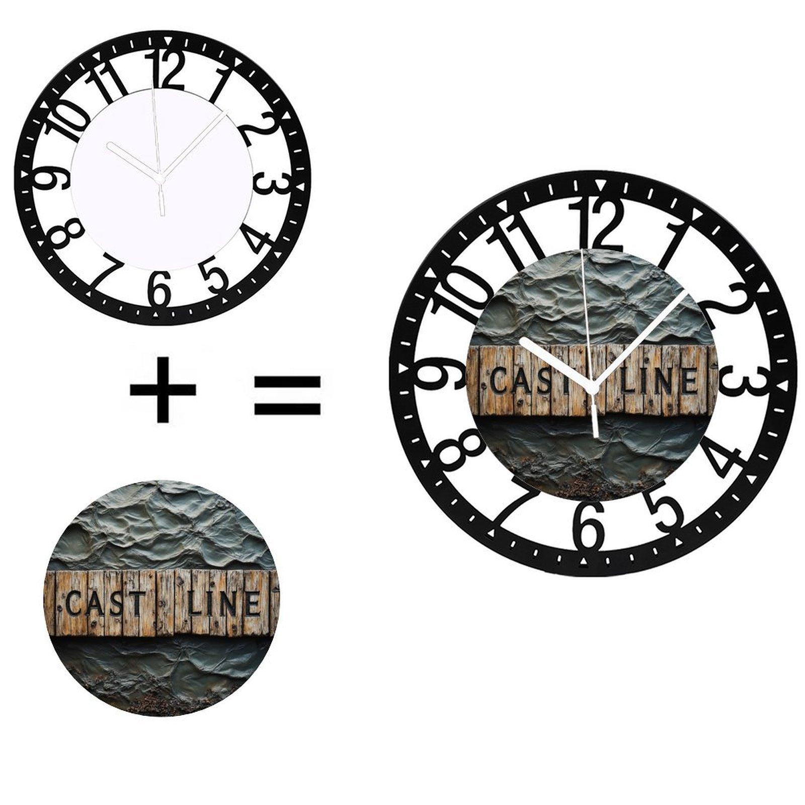 25cm Round Iron Wall Clock with a Hidden Compartment for Storage (Black,10 inch(25.40cm)) чёрный