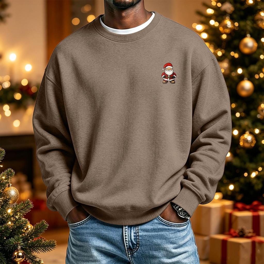 Men's Long Sleeve Neck Sweatshirt Christmas Print Pullover