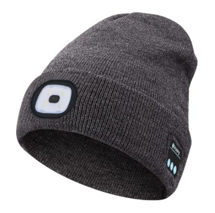 New Design Headband Listen Songs Talk Beanie Knitted Bone Conduction Headphones Wireless Music Head Light