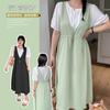 Large Size Women's Clothing Splicing Fake Two-piece Dress Summer New Temperament Belly Cover Tibetan Meat Skirt 240389