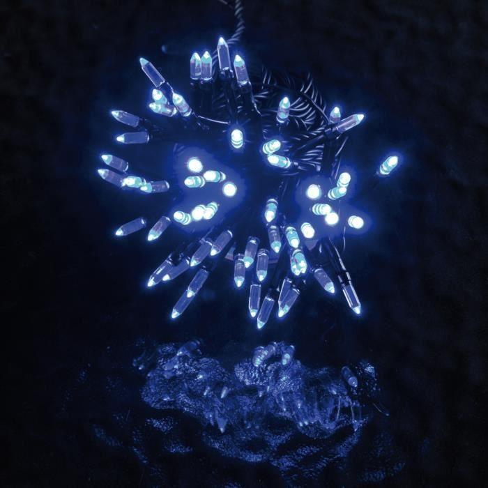 Guirlande Extérieure - LED - 80 Ampoules - 10m - Couleur Bleu - Animé Blanc