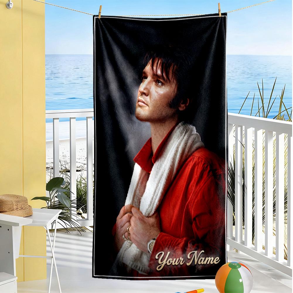 Elvis Presley Personalized Name Beach Towel High Absorbency & Quick-Dry Portable for SwimmingBeachCamping Travel Beach AccessoriesGym