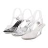 Ladies Stiletto Shoes Shallow Mouth Crystal Transparent Cross Strap Fashion 7cm Heel 1cm Platform WZ