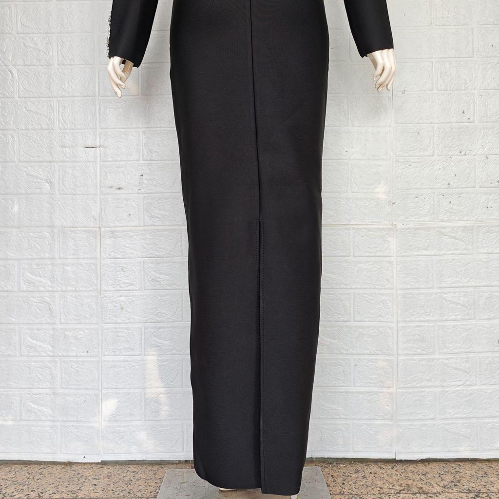 European & American Luxury Rhinestone Square Neck Bandage Dress - Slim Fit, Elegant Socialite Evening Wear.