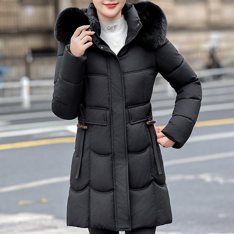 Fashion Female Warm Coat Winter Long Parkas Hooded Faux Fur Collar Loose Thick Women's Jackets