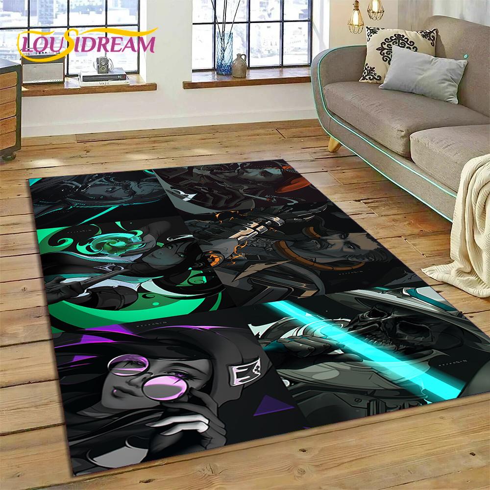 3D Nejnovější Kreslený Herní Koberec VALORANT pro Dekoraci Obývacího Pokoje Ložnice, Podlahová Rohožka Protiskluzová Dekorace pro Pohovku Rohožka Dárek Dítě